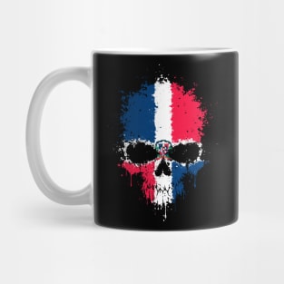 Chaotic Dominican Flag Splatter Skull Mug